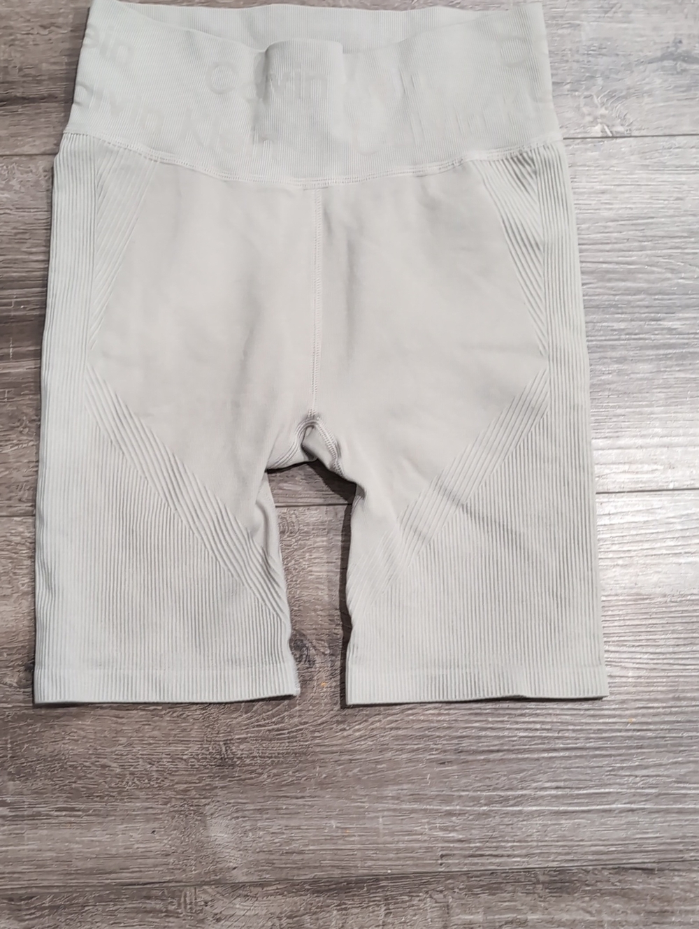 Calvin Klein Ribbed High-Waist Bike Shorts - Light Cream